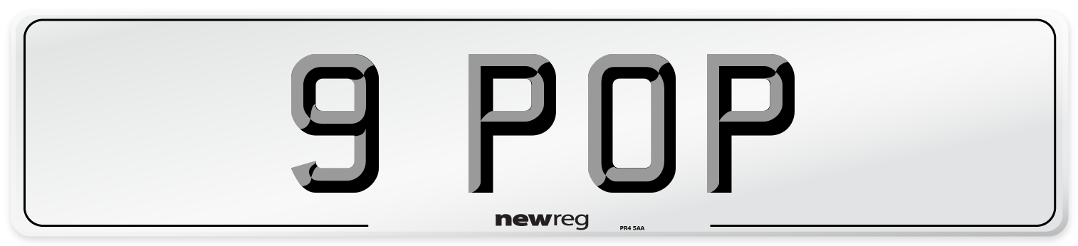 9 POP Number Plate from New Reg